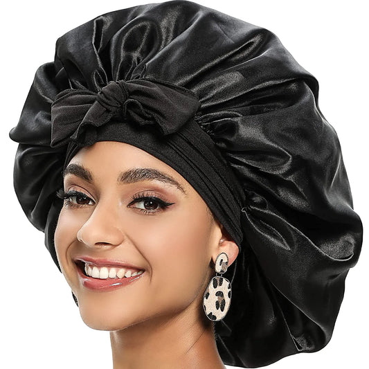 Large Satin Bonnet With Head Tie Band
